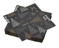 20 Xmas Joy 20 servetten Xmas Joy zwart van watten, 33 x 33 cm