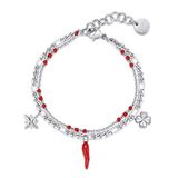 Brosway Armband Chant für Damen aus 316L-Edelstahl mit Kleeblatt, Horn, Sternanhänger und Kristallen, Karabinerverschluss, Größe: 18,5 cm, BAH64