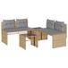 vidaXL 4-delige Loungeset met Kussens, Beige, Poly Rattan