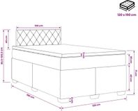 vidaXL Boxspringbed met matras en LED-verlichting, lichtgrijs, 120 x 190 cm, fluweel