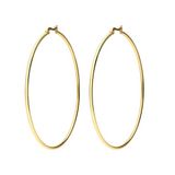 Lucardi Dames Stalen goldplated oorringen 70mm - Oorbellen - Staal - Goud
