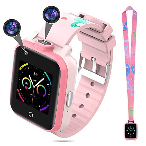 Topchances Kids Smart Horloge voor Jongens Meisjes IP67 Waterdichte Smartwatch met 2 Camera's Video Muziek Gezichtsherkenning Verjaardag voor Meisjes Kids (Roze)