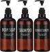 Unyqoos® Set van drie navulbare pompflessen voor shampoo en zeep met etiketten