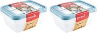 Set de boîtes de congélation sans marque - 3 pièces - 2 paquets - Avec couvercle réinscriptible - Bleu nordique - 3 x 1,25 litre