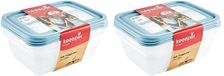 Set de boîtes de congélation sans marque - 3 pièces - 2 paquets - Avec couvercle réinscriptible - Bleu nordique - 3 x 1,25 litre