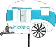 DanDiBo Poteau de jardin métal, caravane XL, 160 cm, bleu-blanc, modèle 96103