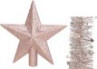 Kaemingk B.V. Décoration de Noël étoile en plastique pailletée 19 cm et guirlandes en feuille d'étoiles lot rose pâle