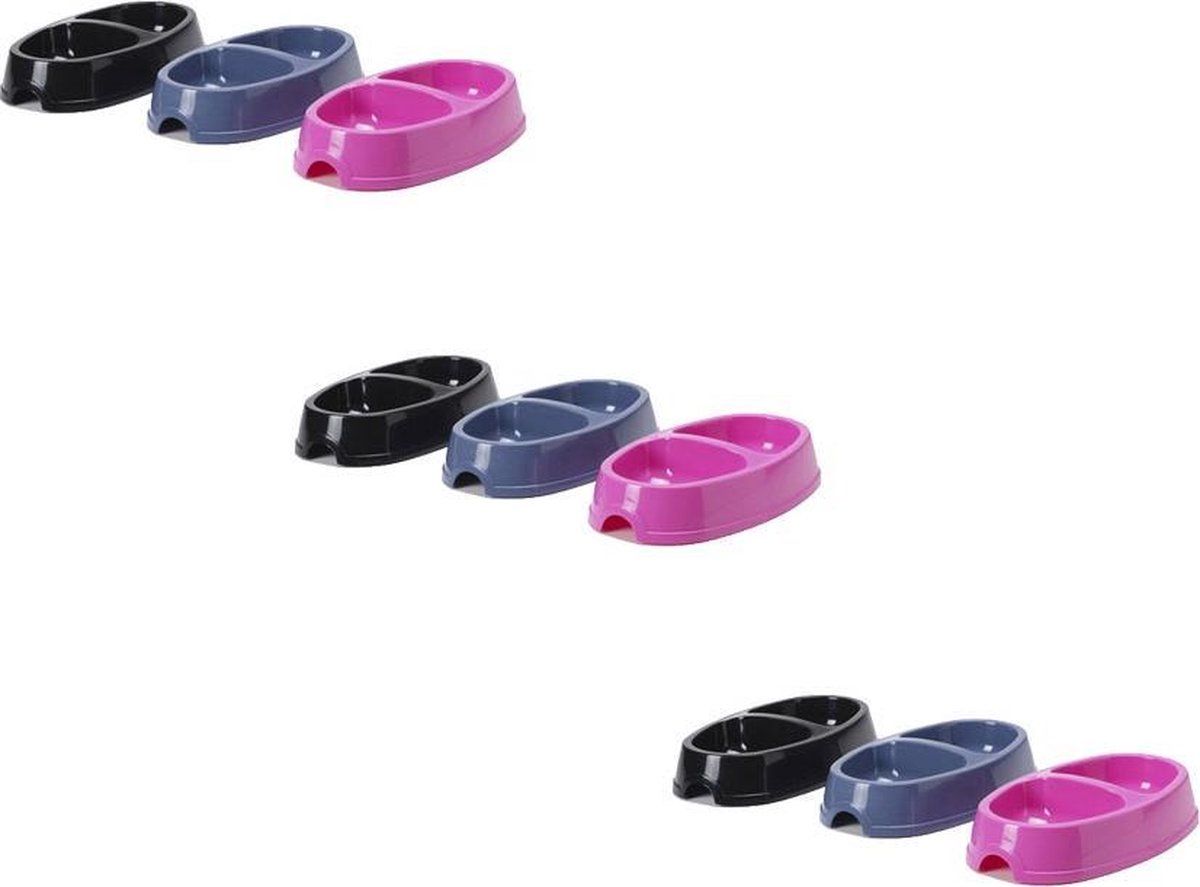 Savic Kattenvoerbakje Dubbel - Kattenvoerbak - 3 x Assorti per stuk
