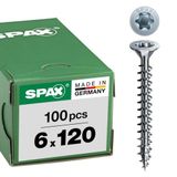 SPAX Universele schroef, 6 x 120 mm, 100 stuks, voldraad, verzonken kop, T-STAR plus T30, WIROX - 1191010601205