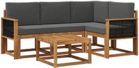 vidaXL - Hoek loungeset - 4 zitplekken - Polyester - Natuurlijk en antraciet