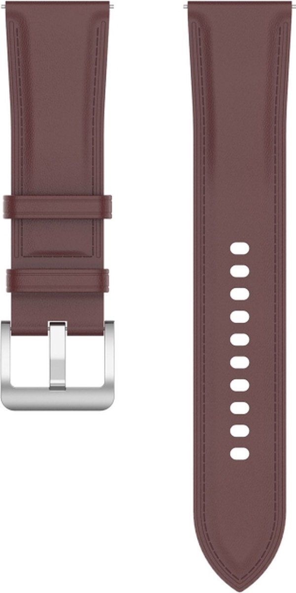 Intercella Leren bandje - geschikt voor Samsung Galaxy Watch 5/Watch 5 Pro/4/Watch 4 Classic/Watch 3 41 mm/Active/Active 2/Watch 42 mm - donkerbruin