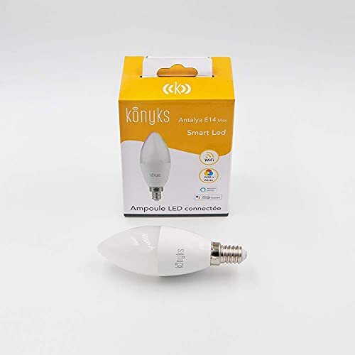 Konyks Antalya E14 Max Easy - wifi-lamp, energiebesparende led, 16 RGB-kleuren, E14, 4,5 W, koel tot warm wit, compatibel met apparaten van AI,... [Energieklasse A+]