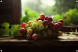 Poster de jardin Raisins - 90x60 cm - Fruit - Vert/Brun/Blanc - Rectangulaire