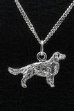 MOOYE ® - Collectie Zilveren Engelse springer spaniel met staart ketting hanger - groot