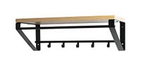 HAKU Wandkapstok eiken, zwart, MDF, metaal - Maat: B 70 cm x H 23 cm x D 30 cm, Stijl: Modern