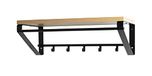 HAKU Wandkapstok eiken, zwart, MDF, metaal - Maat: B 70 cm x H 23 cm x D 30 cm, Stijl: Modern
