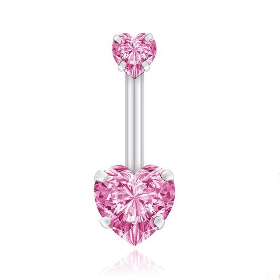 LGT JWLS Lookinggoodtoday Navelpiercing Edelstaal Double Heart Roze