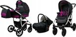 BabyLux® Largo | Ensemble de poussette 3 en 1 | Noir Violet | Poussette combinée | Ensemble de poussette | Poussette
