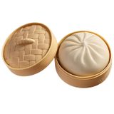 Icecat Jouet anti-stress souple en forme de boulette, couleur unie, avec boîte de cuisson à la vapeur - Blanc