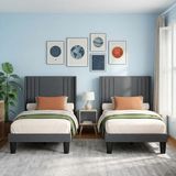 Bealife BF44 Bedframe - 200 x 90 cm - met Gestoffeerd Hoofdbord - Donkergrijs