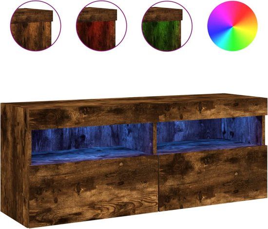 vidaXL Tv-wandmeubel met LED-verlichting 100x30x40 cm gerookt eiken