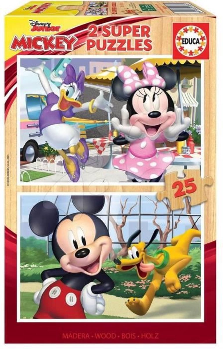 Educa 18876 Disney Mickey and Friends kinderpuzzel van hout, 25 delen, vanaf 4 jaar