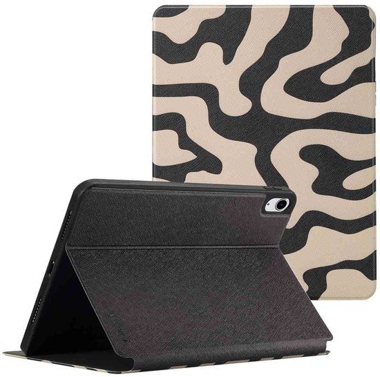 Selencia Book Case for Apple iPad 11 (2025) A16 / iPad 10th Gen (2022) 10.9 inch - Art Wave Black Zebra