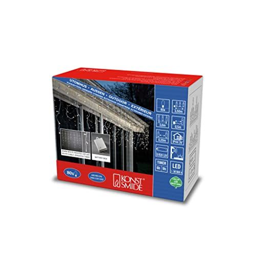 KONSTSMIDE Led-lichtgordijn - 80 warmwitte diodes - Batterij - Buiten