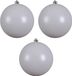 Merkloos Decoris Kerstbal - 3x - wit - groot - 14 cm - kunststof - glans
