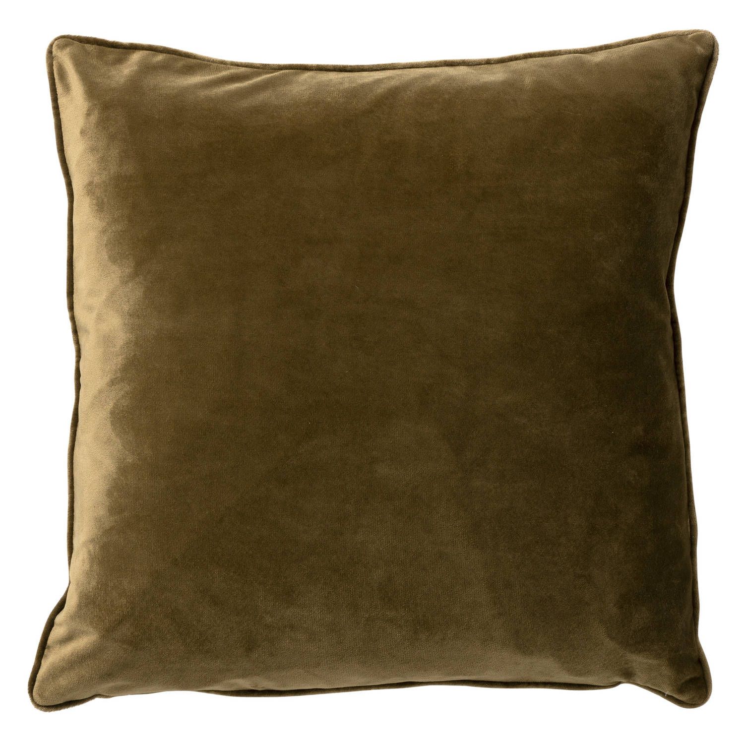 Dutch Decor Finn Sierkussen Velvet Military Olive 45x45 cm - Groen