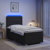 vidaXL LED Boxspringbed met Matras Zwart 100 x 200 cm Stof