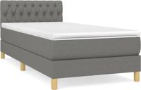 vidaXL Boxspringbed met matras, donkergrijs, 90x190 cm, gestoffeerd