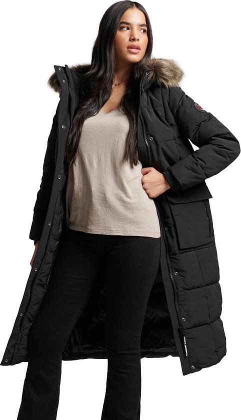 Superdry Everest Longline Puffer Jacket - Black - Women's M - 2023