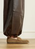 Manfield - Dames - Cognac suède loafers - Maat 40