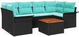 vidaXL Banc de jardin 7 pièces Noir et Turquoise