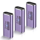 OTraki Set van 3 type C-aansluiting op type C-aansluiting, audio-/video-overdracht PD 240 W opladen (40 Gbit/s), rechte adapter, grijze aluminiumlegering