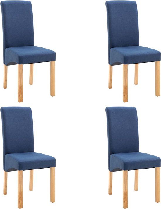 vidaXL Eetkamerstoelen 4 stuks stof blauw