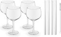 Royal Leerdam 4x Gin Tonic glazen / cocktailglazen transparant 650 ml - Inclusief 4x glazen herbruikbare rietjes