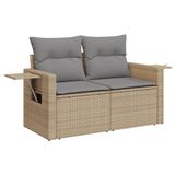 vidaXL 10-delige Loungeset met Kussens, Poly Rattan, Beige