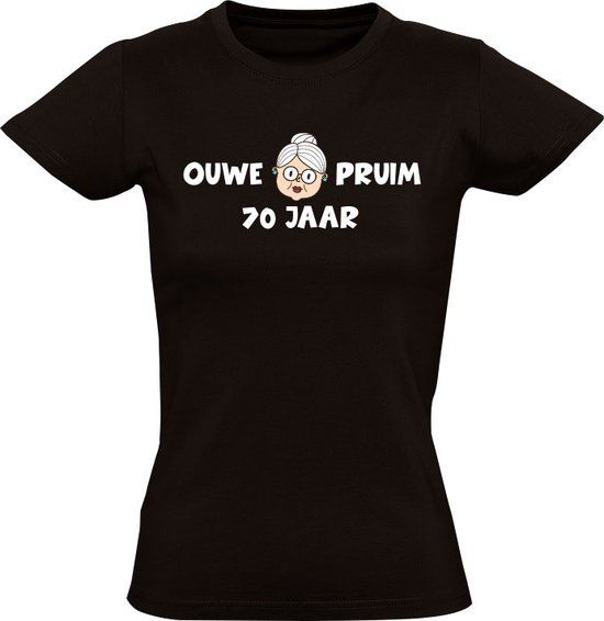 Sol's Ouwe pruim 70 jaar Dames T-shirt - Zwart - Maat L