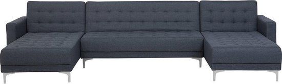 Beliani ABERDEEN U-vormige bank donkergrijs - 5 persoons - slaapfunctie
