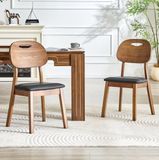 OKWISH Eetkamerstoel – Ovale Houten Rugleuning Met Draaggreep – Set Van 2 – PU Zitting – Voor Eetkamer Of Keuken – Zwart