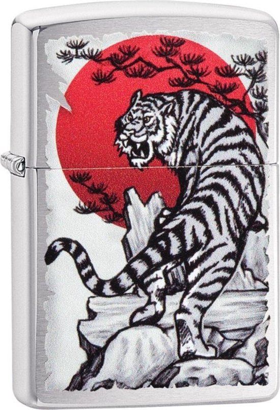 Zippo Aansteker Japan Tiger - Chrome - Metaal - Navulbaar