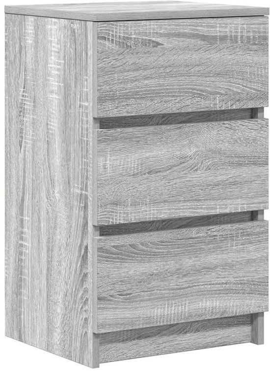 vidaXL Nachtkastje met 3 lades 39x35x65 cm grijs sonoma