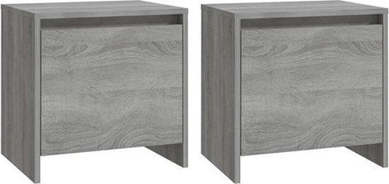 vidaXL Nachtkastjes - Set van 2 - 45x34x44,5 cm - Bewerkt Hout - Grijs Sonoma Eiken