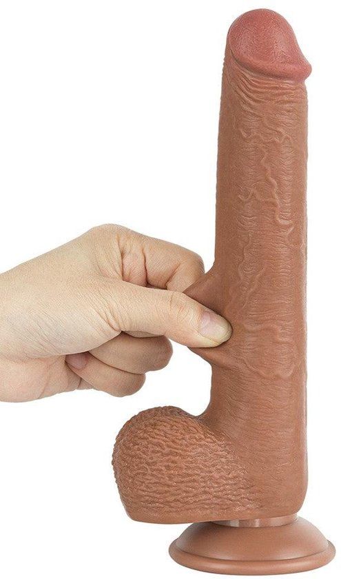 LoveToy - Sliding Skin Dildo 22 cm (Ø 3,7 cm) - Bruin