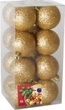 Gerimport Gerim Kerstballen - 16 stuks - goud - glitters - D5 cm - kunststof