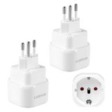 Pack Italië Pack van 2 reisadapters Italië converter stekker, reisstekker type L stopcontact, tourconverter, basisadapter Engeland voor EU naar Uruguay, Chili, Ethiopië, Italië, Libië, Syrië