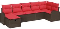 vidaXL Tuinbank Set 7-delig Bruin Polyrattan