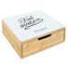 HOME DECO FACTORY, KA5953, Capsulehouderlade in hout en glas, Georganiseerde opslag voor koffie en thee, Modern design, Gemakkelijk te onderhouden, Afmetingen 30x10x30 cm, Kleur bruin en wit